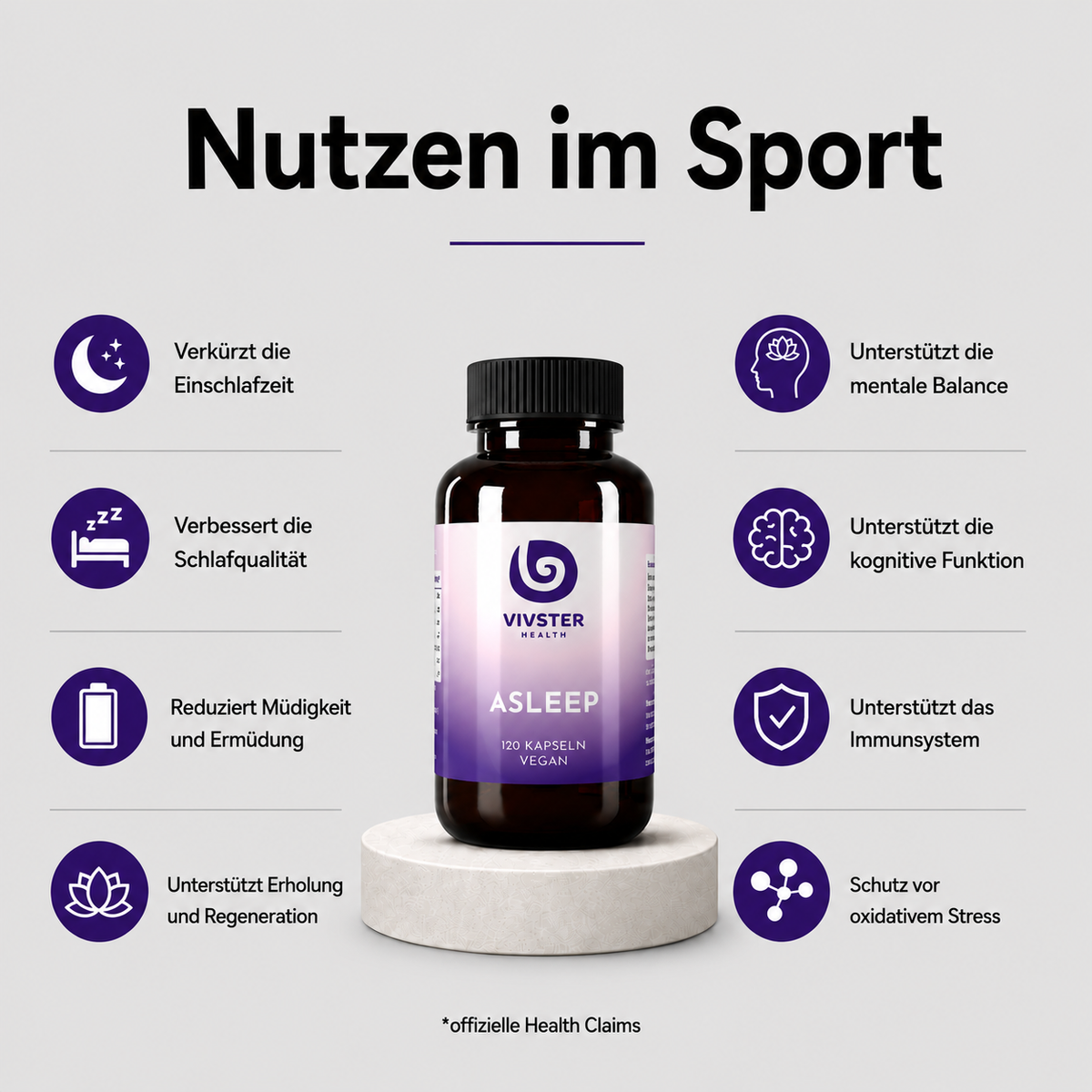 ASLEEP verkürzt die Einschlafzeit und verbessert die Schlafqualität.