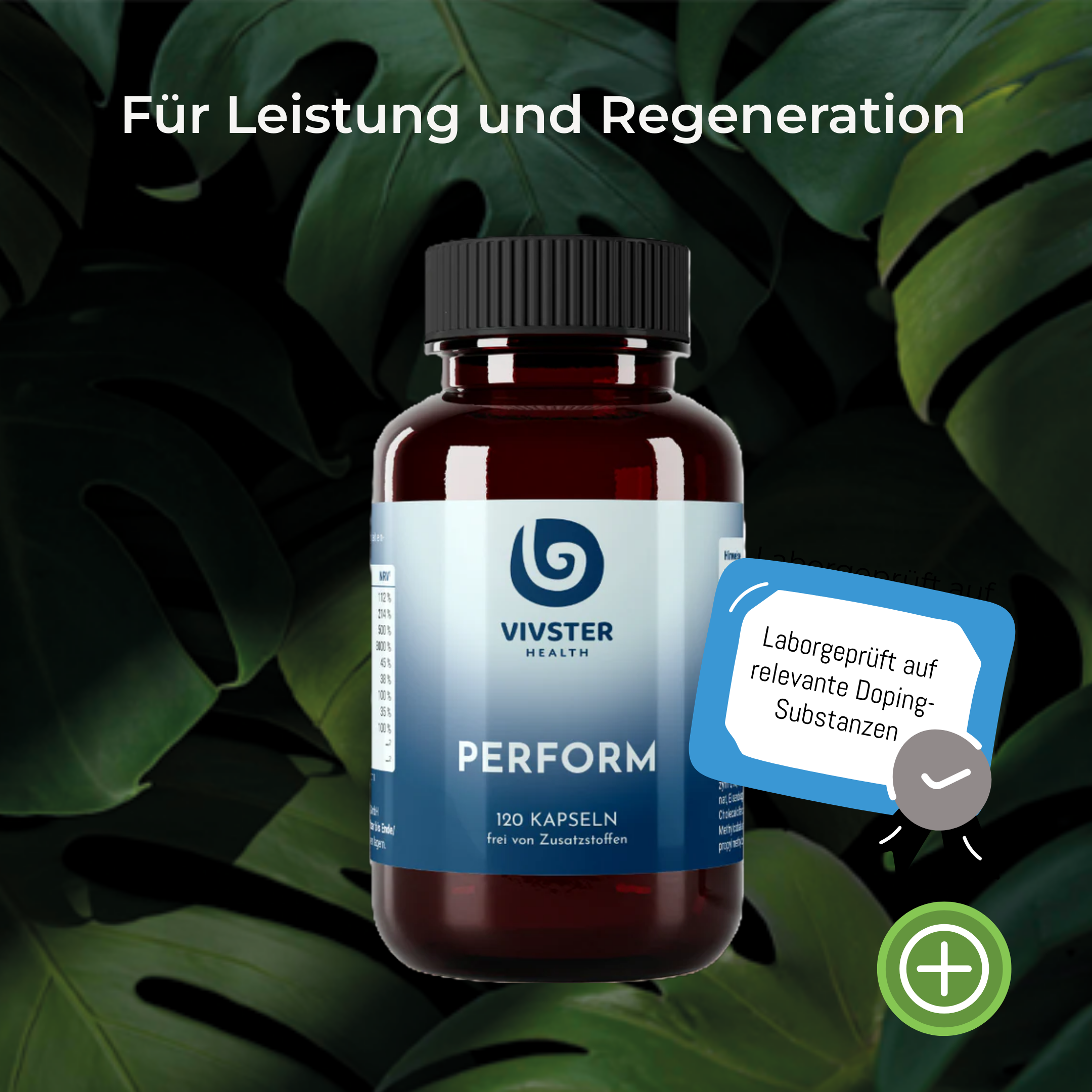 Supplement für Leistung und Regeneration mit Vitamin C und D, B6, B12, Magnesium, Eisen, Zink, Selen, Q10 und NAC, laborgeprüft auf relevante Dopingsubstanzen