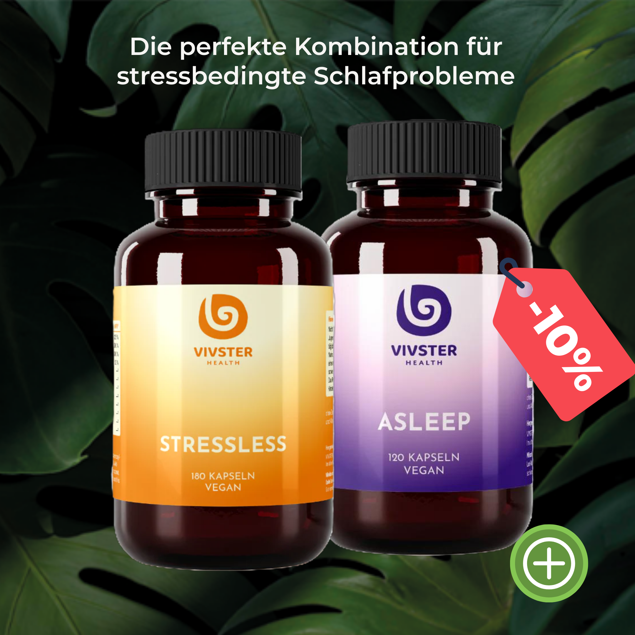 Kombination für stressbedingte Schlafprobleme, u.a. mit Ashwagandha, Passionsblume und Rhodiola rosea