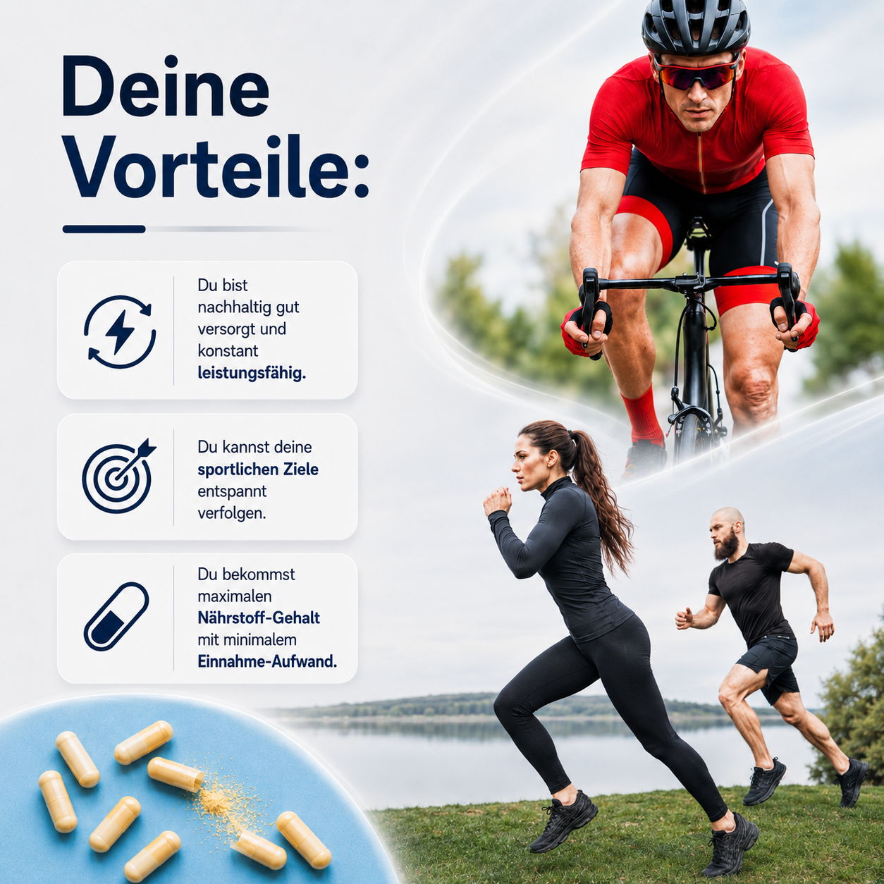 Die Kombination RECHARGE/PERFORM liefert dir maximalen Nährstoff-Gehalt für konstante Performance.