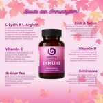 Booster fürs Immunsystem mit L-Arginin, L-Lysin, Grüntee-Extrakt, Echinacea, Vitamin C, Vitamin D, ZInk und Selen