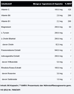 Supplement STRESSLESS mit Vitamin C, B1, B6, Magnesium, Tyrosin, Cholin, Passionsblume, Ashwagandha, Rhodiola rosea