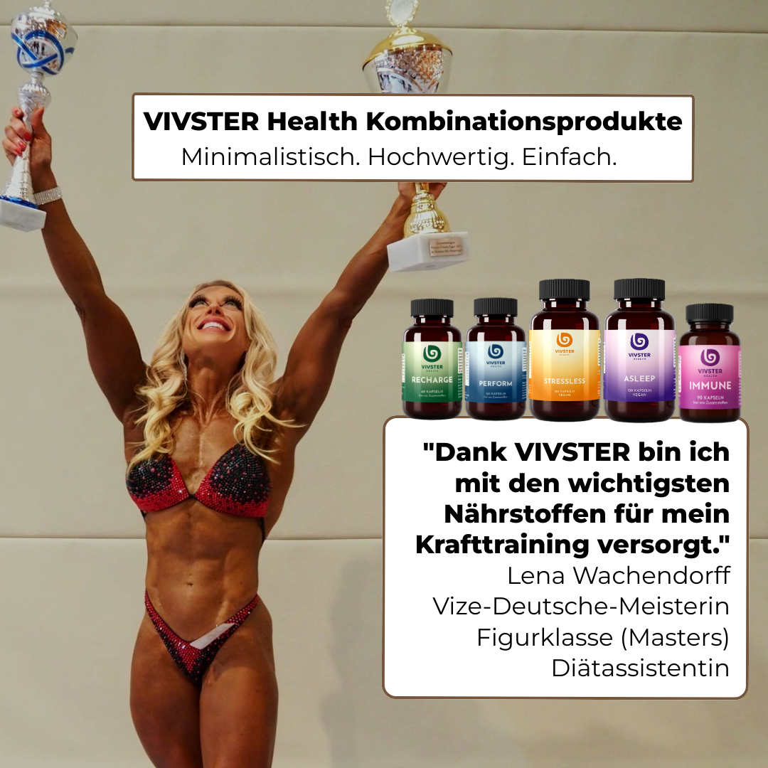 Lena Wachendorff, Bodybuilderin, lobt VIVSTER als Versorgung für ihr Krafttraining.